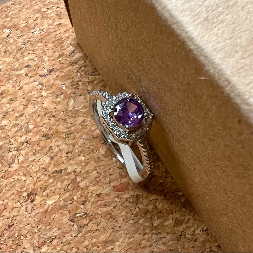 Silver & Lavender Halo Cocktail Ring size 9 - NWT